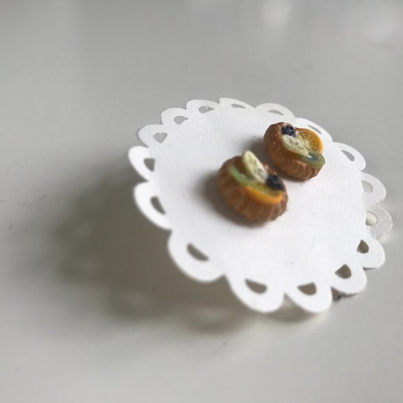 Etsy Jewelry - Fruit Tart Fimo Food Earrings 🥝🫐🍌🍊